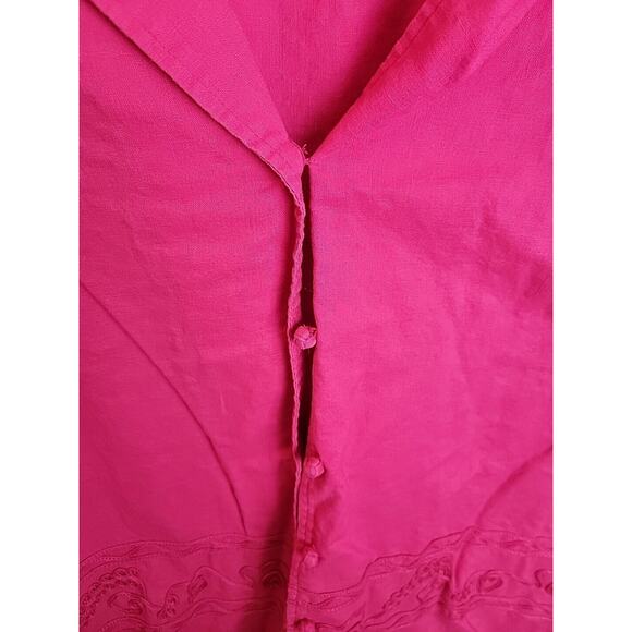 Sag Harbor Pink Linen Blend Button Front Short Sleeve Top Women's Size Large - Picture 6 of 7